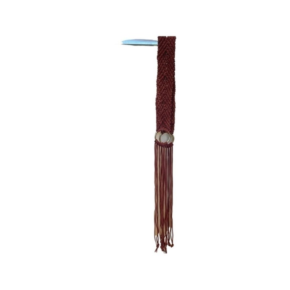 Genuine Leather Suede Boho Belt Raspberry Pink with Silver Rings Women’s Size M. main image 5